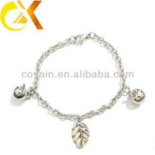 stainless steel jewelry bracelet with apple and leaf pendant for lovely girl